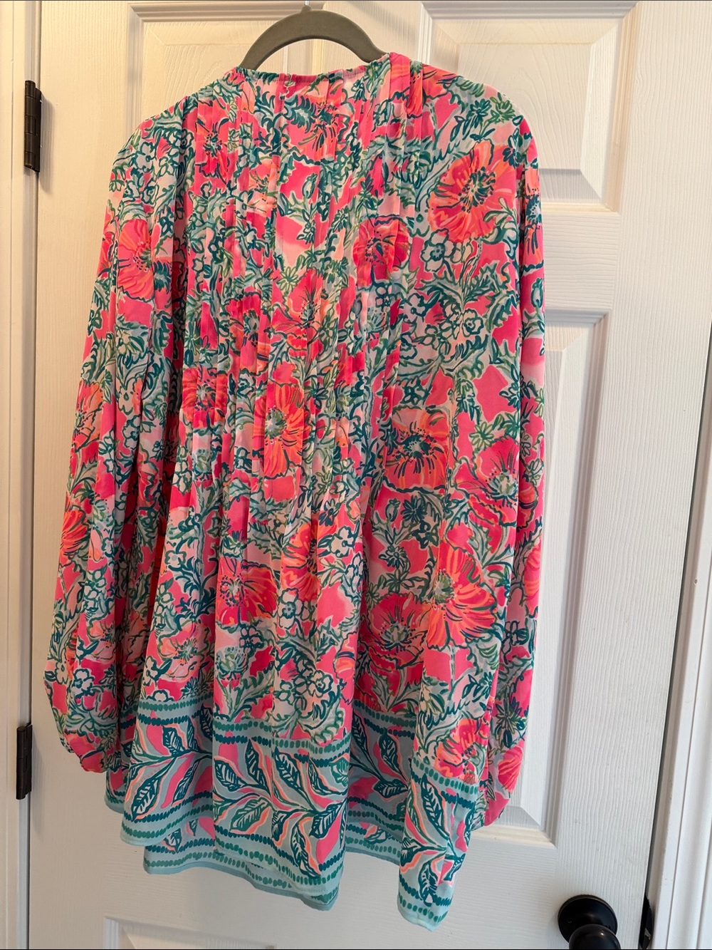 Lilly Pulitzer Pink & Teal Floral Peasant Blouse - Picture 5 of 5